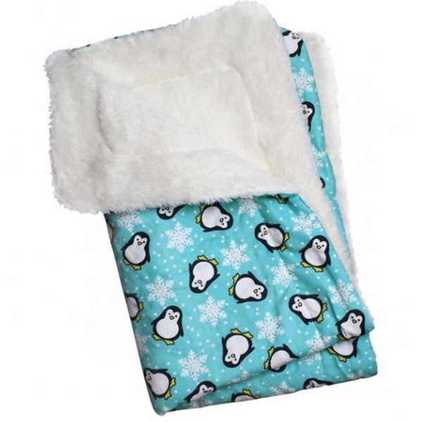 Kd Vestidor Penguins & Snowflakes Flannel & Ultra-Plush Blanket Turquoise KD2601078